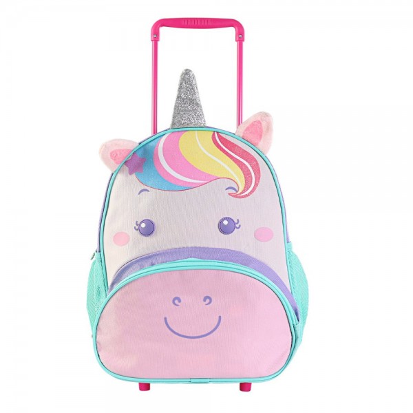 Mochila Infantil Com Rodinhas Unicornio - Roxo