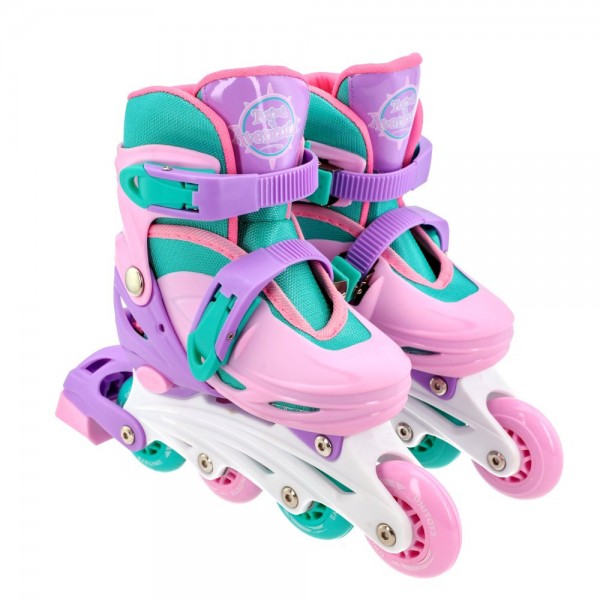 Kit Patins com Acessórios de Segurança Rosa Claro - Tam. 30-33
