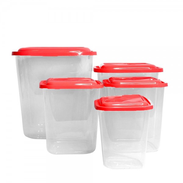 Kit Porta Mantimentos Com 5 Peças Uninjet - Vermelho
