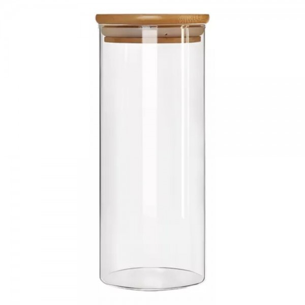 Pote de Vidro Hermético com Tampa de Bambu - 1500ml