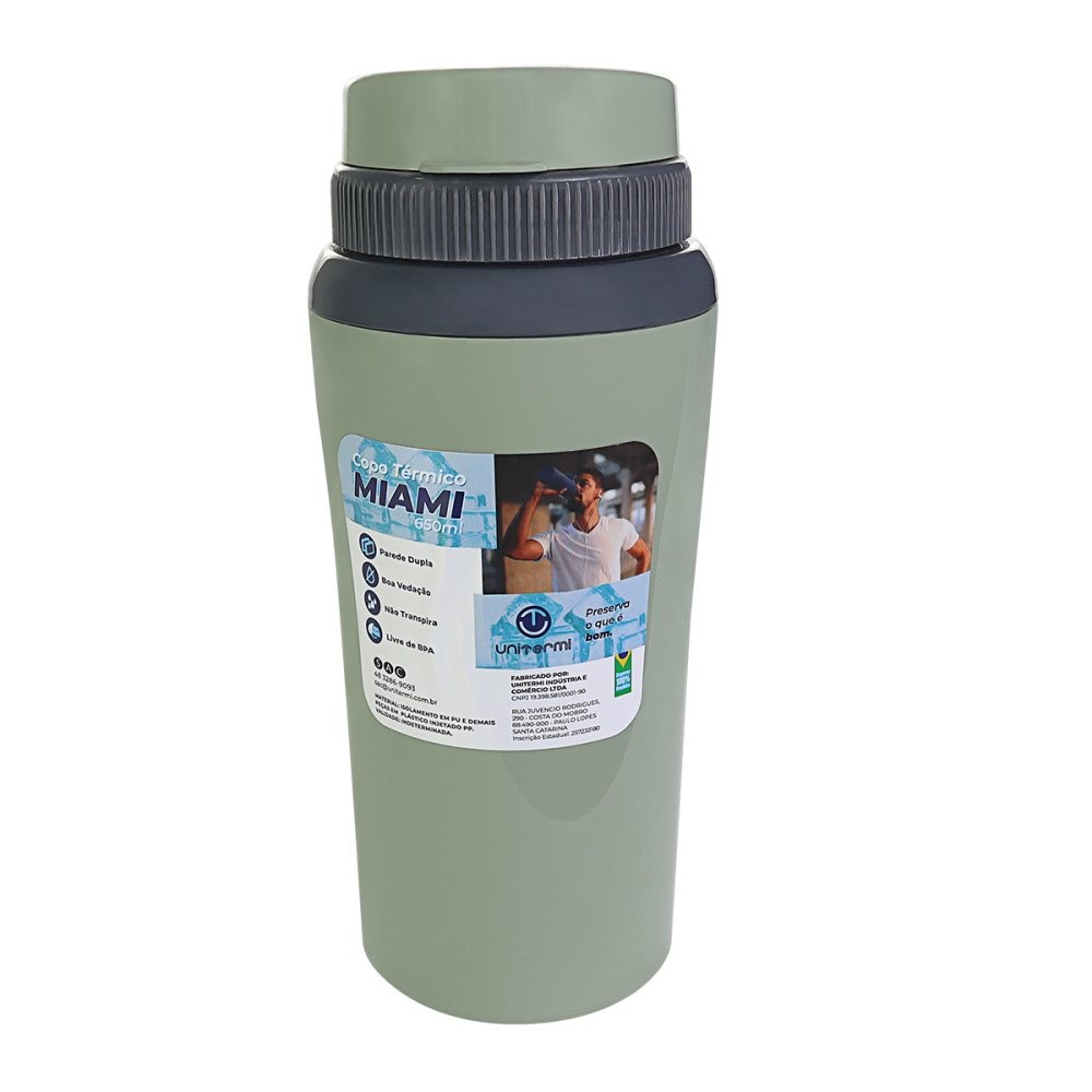 Copo Térmico Miami de 650ml com Parede Dupla Unitermi - Verde