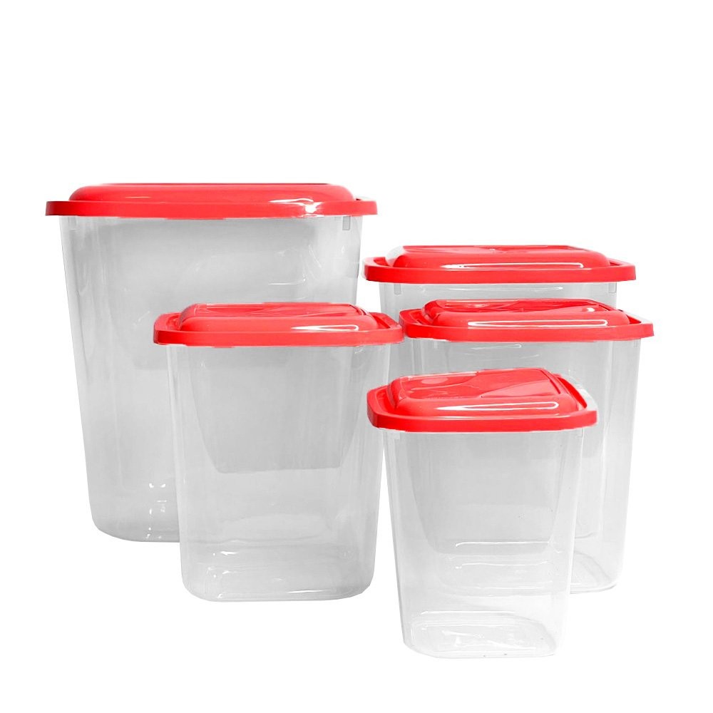 Kit Porta Mantimentos Com 5 Peças Uninjet - Vermelho