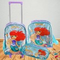 Kit 3 Peças Mochila de Rodinha Lancheira e Estojo Sereia dos Mares Menina